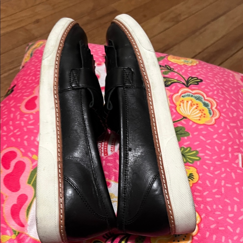 Vionic Black Leather Loafers with Gold Accent - Picture 13 of 15